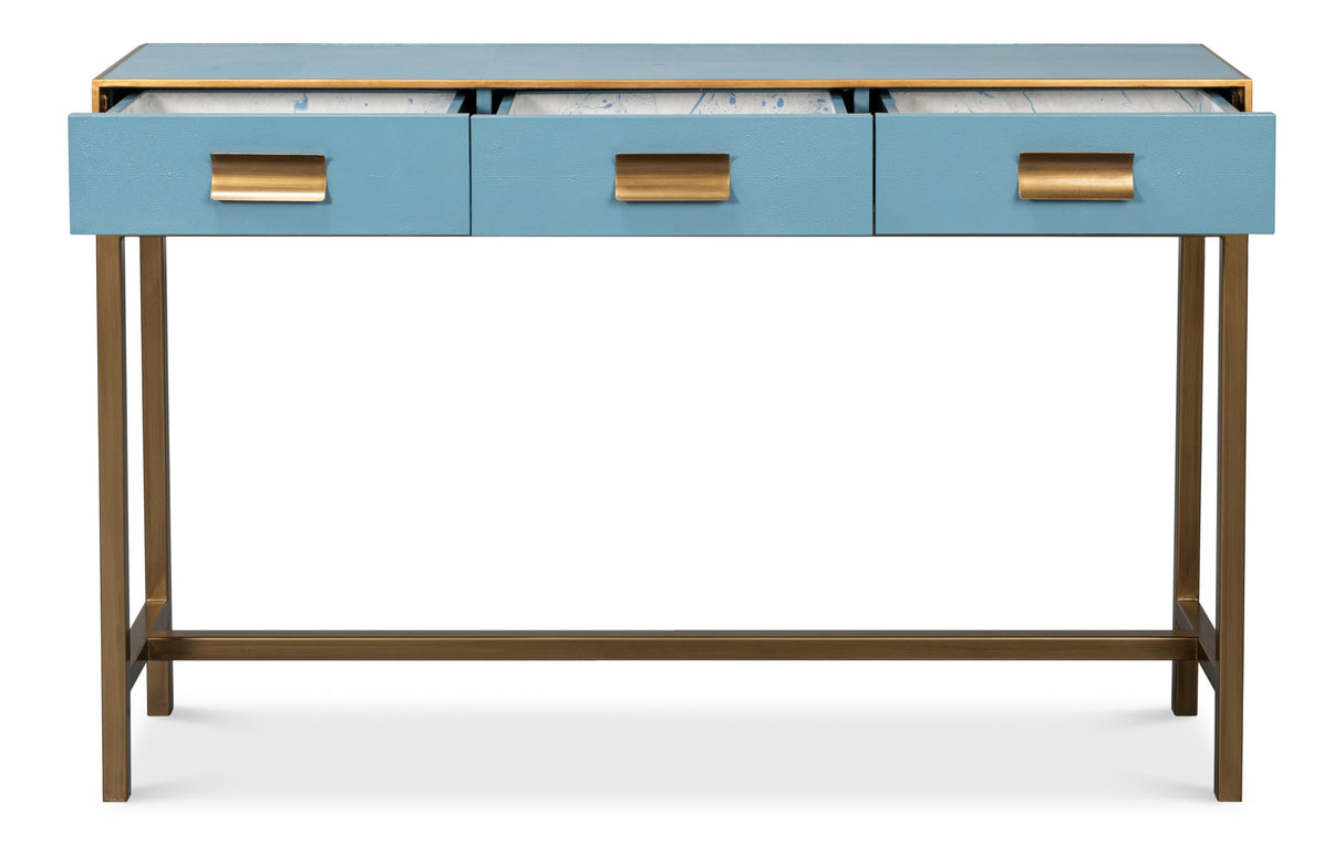 Sarreid Gideon Shagreen Console  Chambray Blue