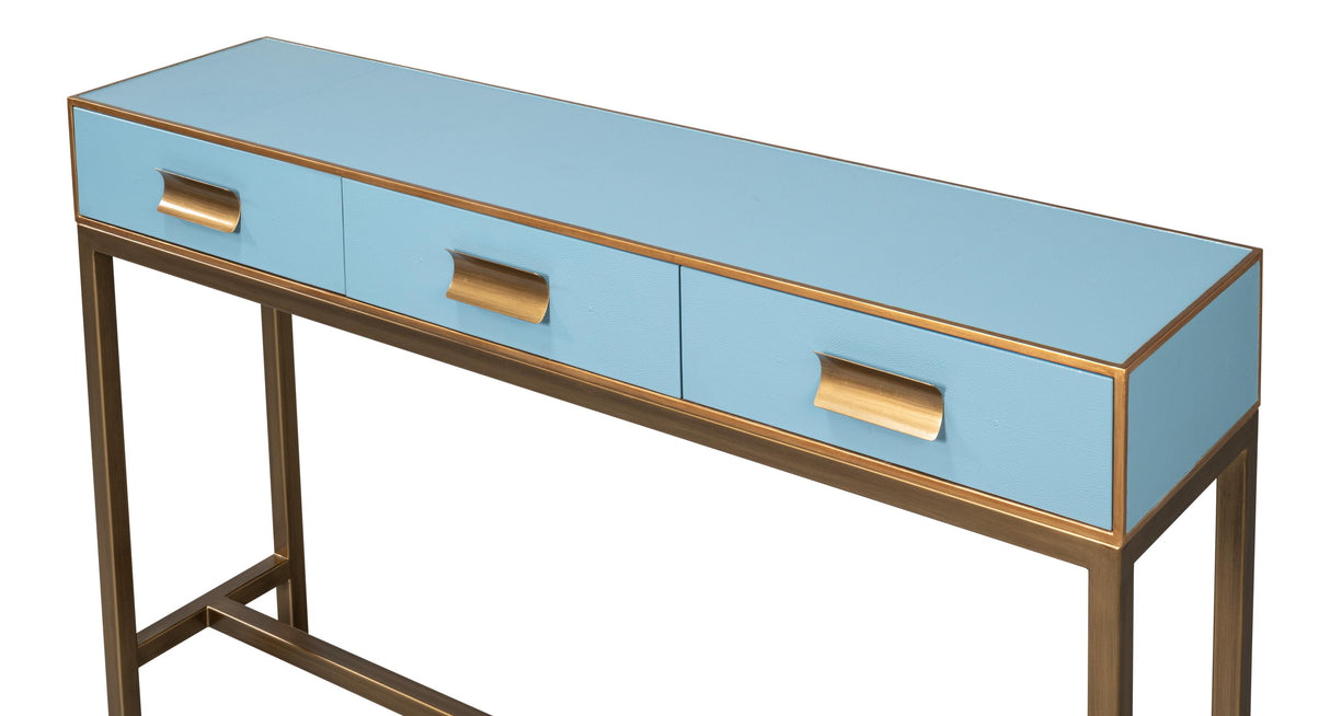 Sarreid Gideon Shagreen Console  Chambray Blue