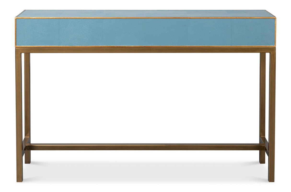 Sarreid Gideon Shagreen Console  Chambray Blue