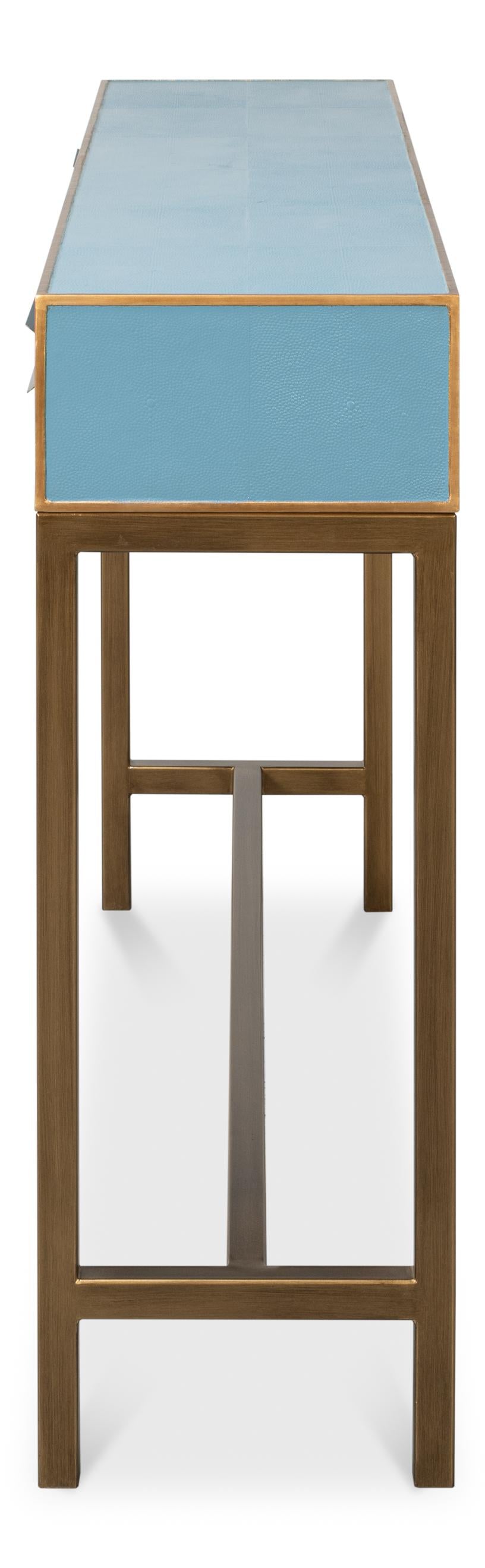 Sarreid Gideon Shagreen Console  Chambray Blue