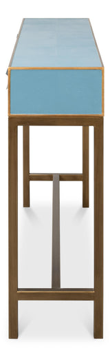 Sarreid Gideon Shagreen Console  Chambray Blue