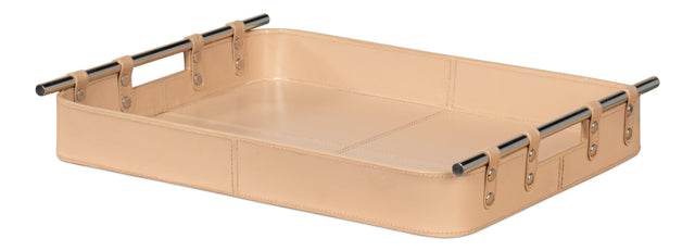 Sarreid Safari Leather Tray  Mushroom