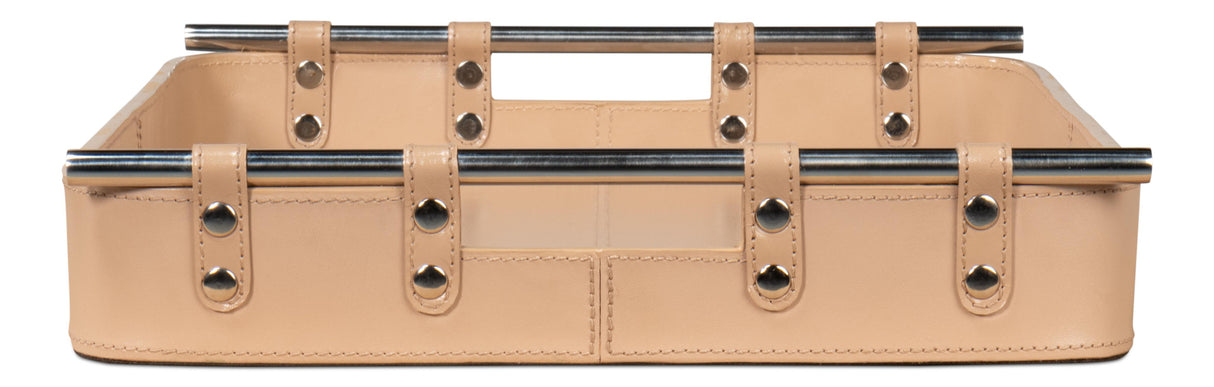Sarreid Safari Leather Tray  Mushroom