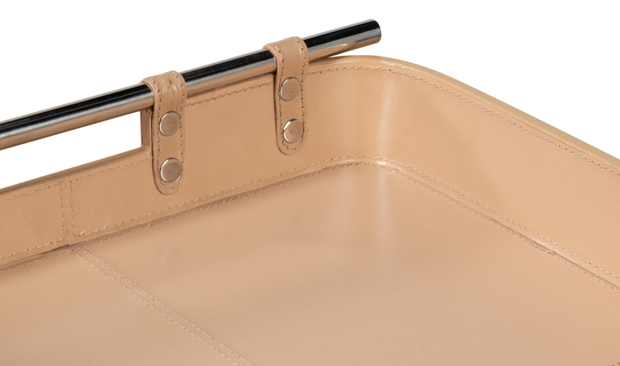 Sarreid Safari Leather Tray  Mushroom