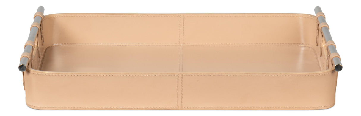 Sarreid Safari Leather Tray  Mushroom