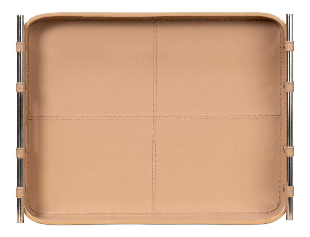 Sarreid Safari Leather Tray  Mushroom