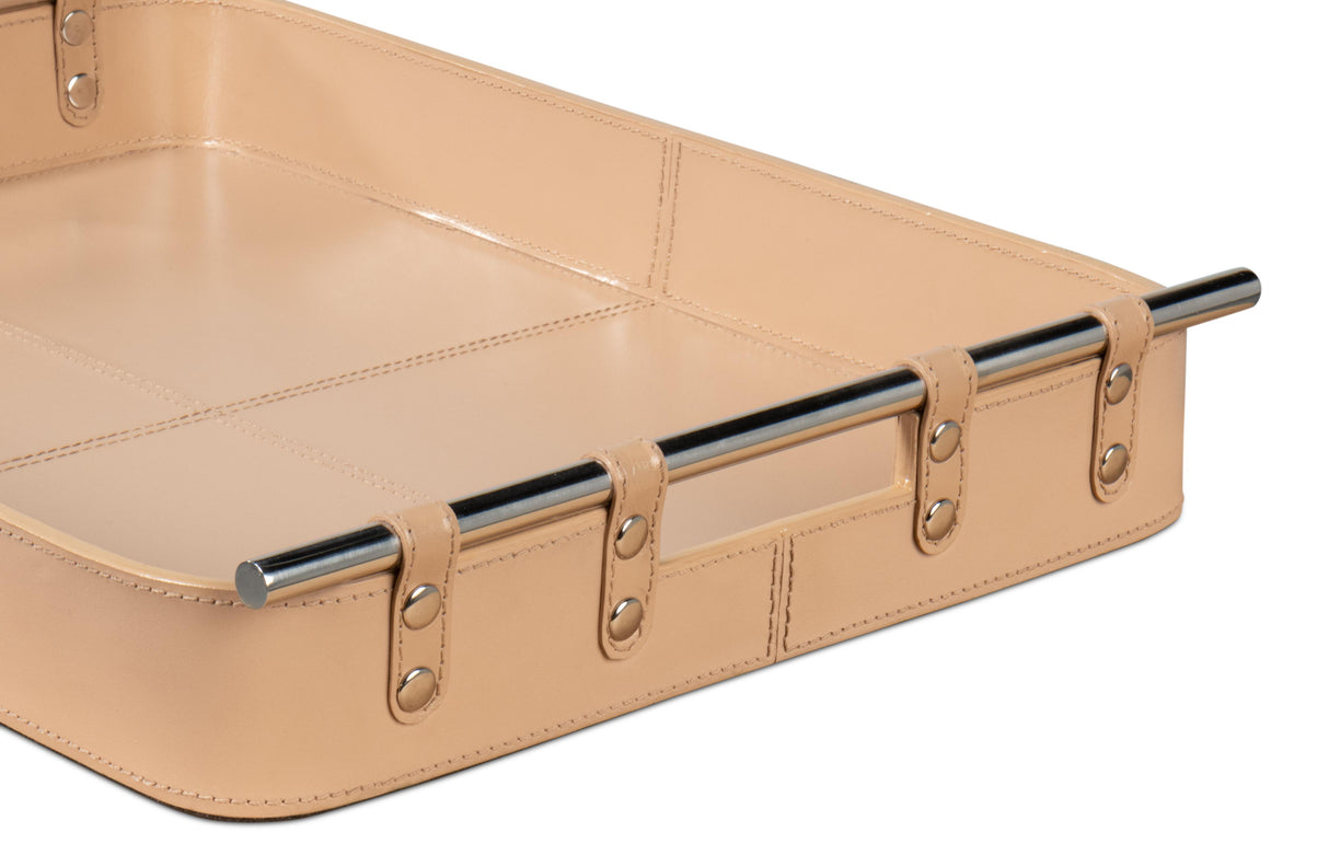Sarreid Safari Leather Tray  Mushroom