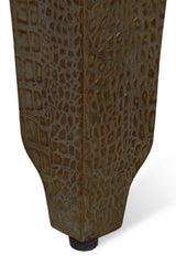 Sarreid Croco Embossed Leather Stool  Ant. Green