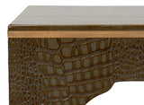 Sarreid Croco Embossed Leather Stool  Ant. Green
