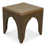 Sarreid Croco Embossed Leather Stool  Ant. Green
