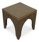 Sarreid Croco Embossed Leather Stool  Ant. Green