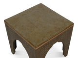 Sarreid Croco Embossed Leather Stool  Ant. Green