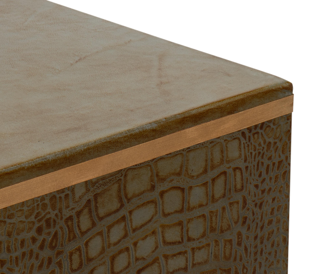 Sarreid Croco Embossed Leather Stool  Ant. Green