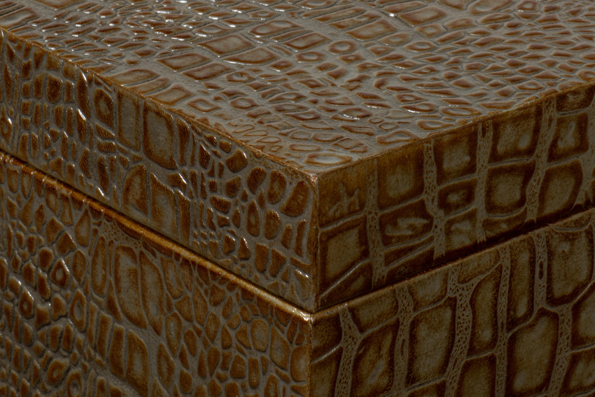 Sarreid Lyle Leather Box  Antique Green