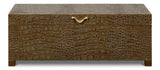 Sarreid Lyle Leather Box  Antique Green