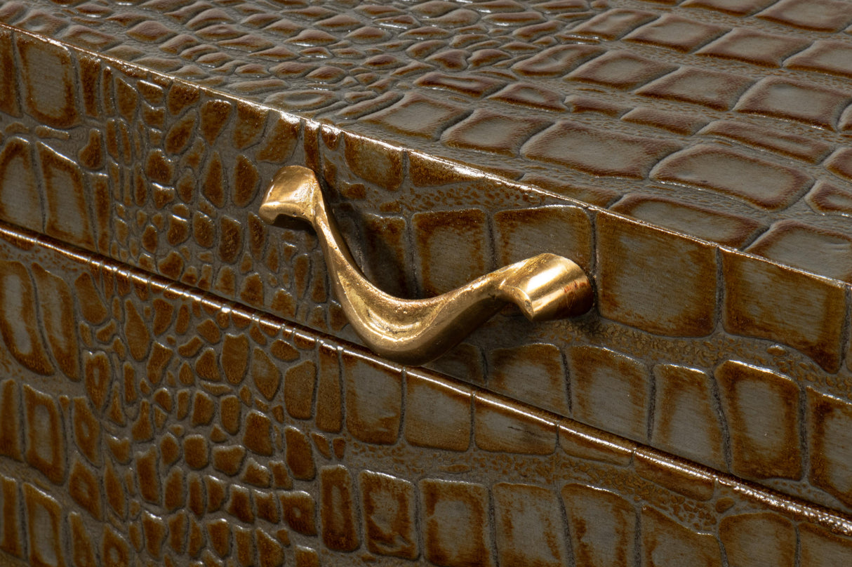 Sarreid Lyle Leather Box  Antique Green