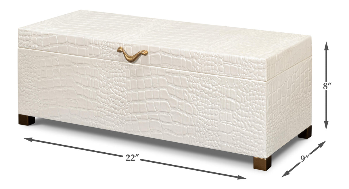 Sarreid Lyle Leather Box  Pearl