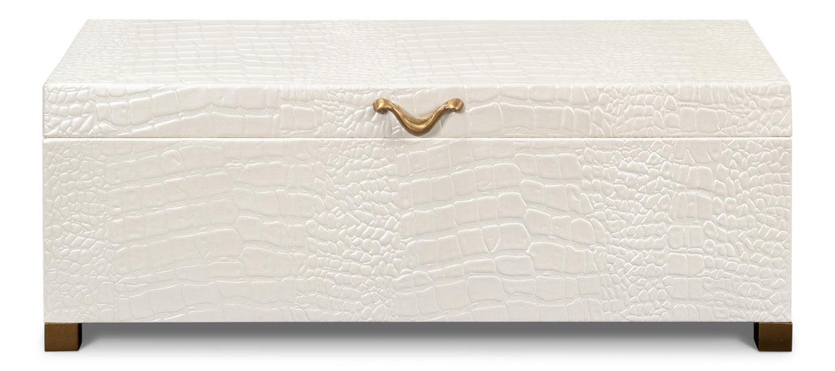 Sarreid Lyle Leather Box  Pearl