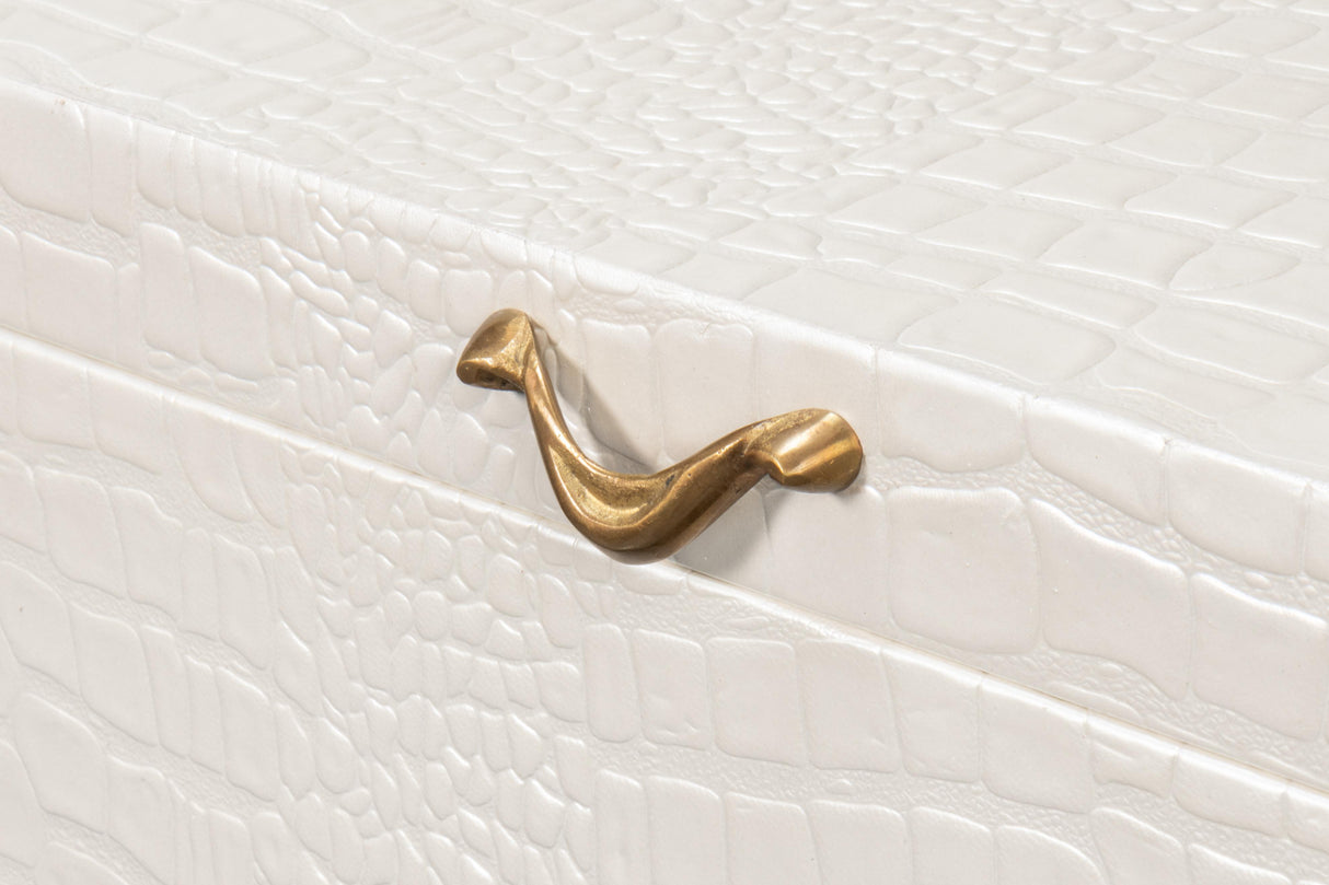 Sarreid Lyle Leather Box  Pearl