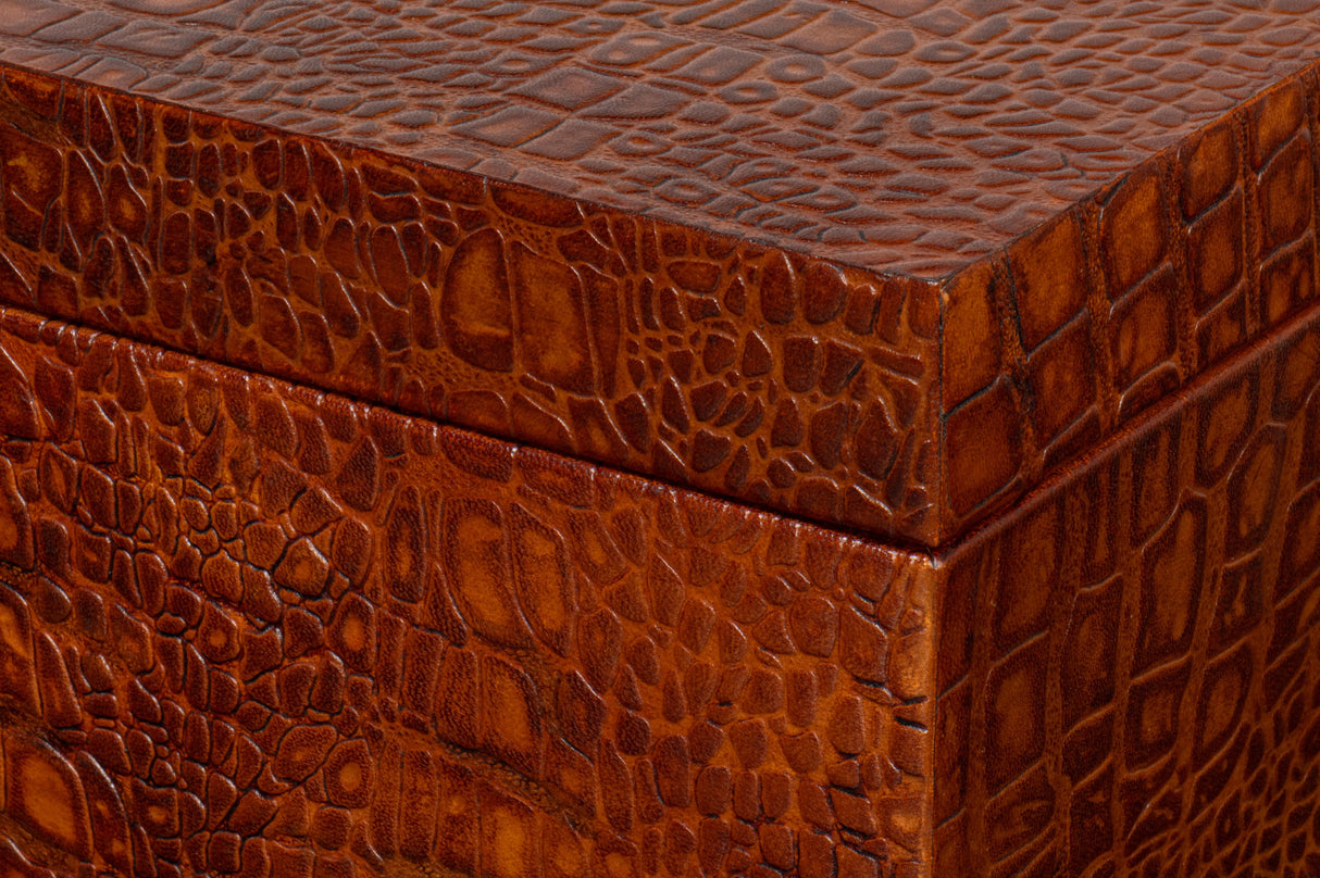 Sarreid Lyle Leather Box  Tan Tessoro