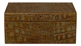 Sarreid Candece Leather Box Antique Green  S/2