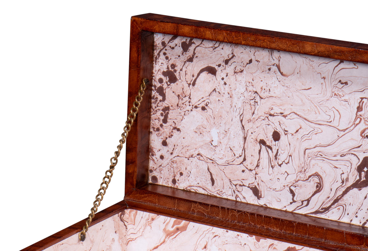 Sarreid Candece Leather Box  Tan  S/2