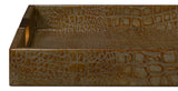 Sarreid Norton Leather Tray Croco Leather Ant Gr