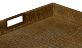Sarreid Norton Leather Tray Croco Leather Ant Gr