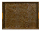Sarreid Norton Leather Tray Croco Leather Ant Gr