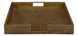 Sarreid Norton Leather Tray Croco Leather Ant Gr