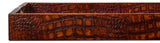 Sarreid Norton Leather Tray  Croco Leather  Tan