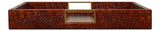 Sarreid Norton Leather Tray  Croco Leather  Tan