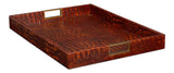 Sarreid Norton Leather Tray  Croco Leather  Tan
