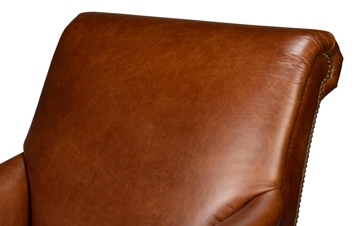 Sarreid Gaston Distilled Leather Chair  Brown