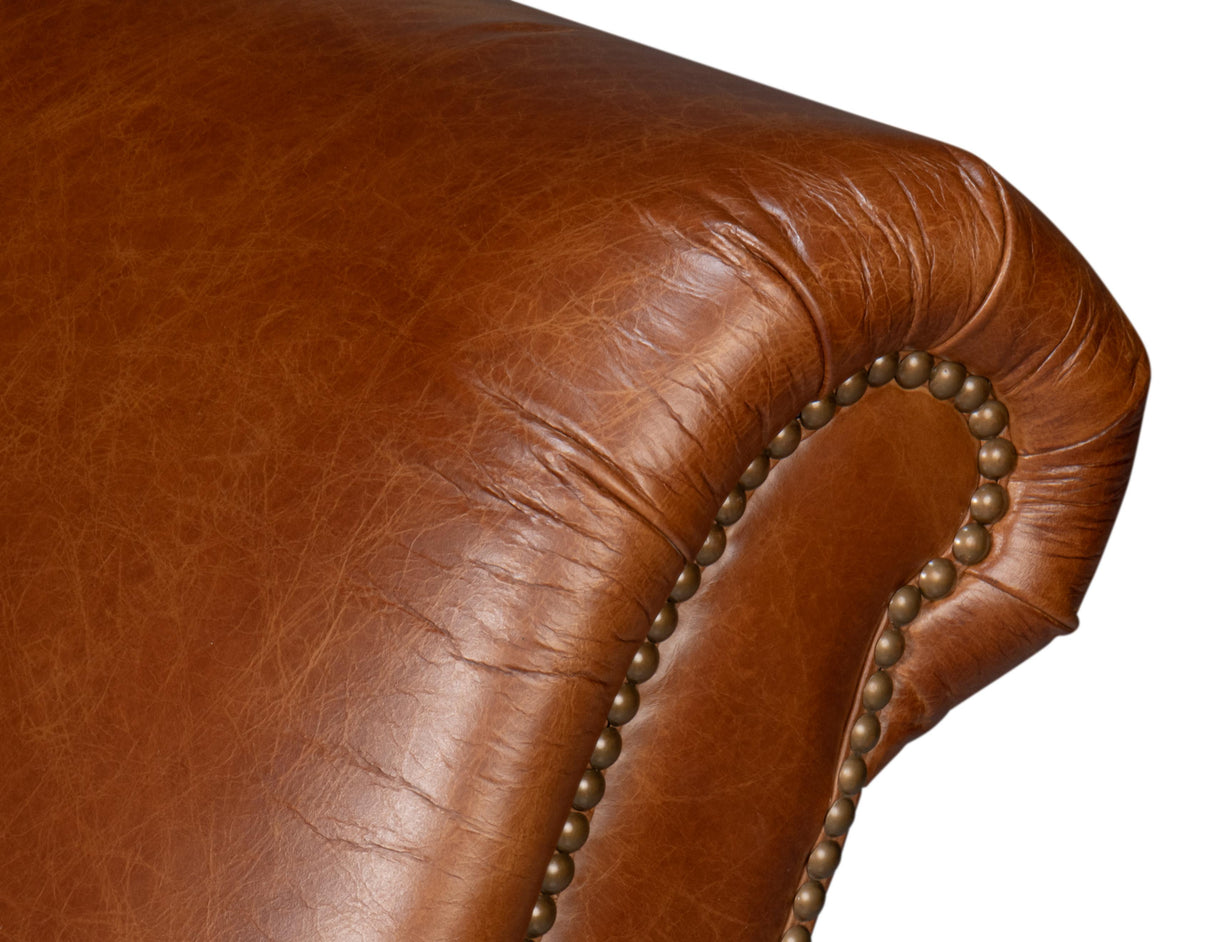 Sarreid Gaston Distilled Leather Chair  Brown