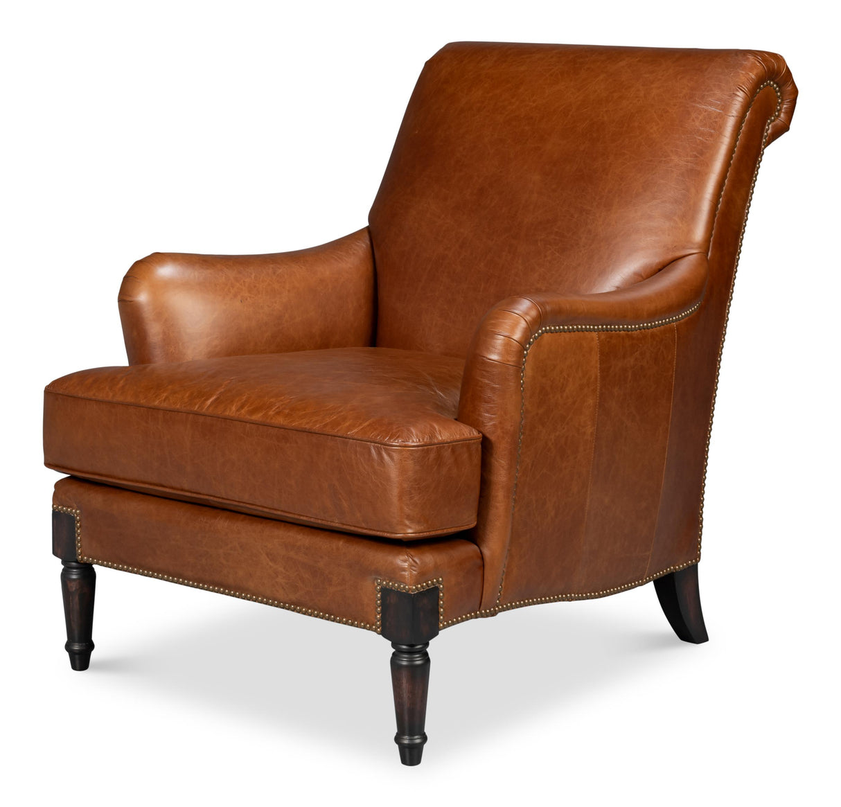 Sarreid Gaston Distilled Leather Chair  Brown