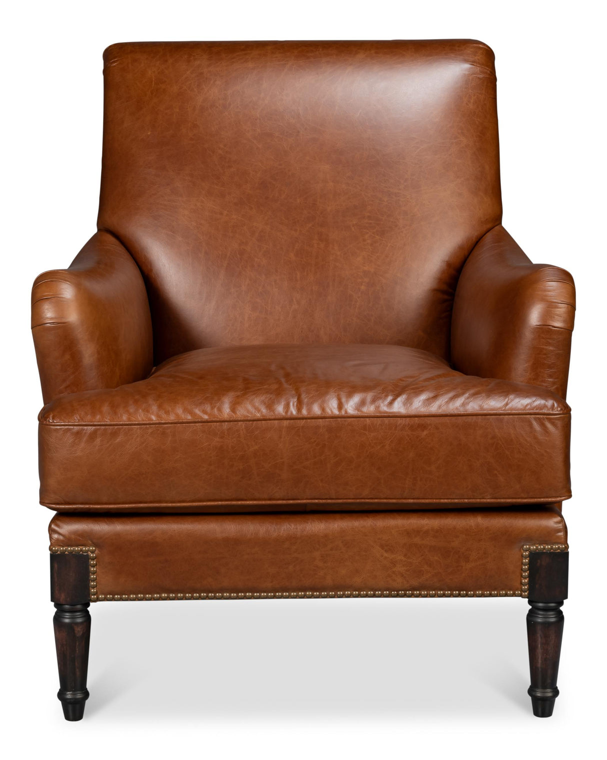 Sarreid Gaston Distilled Leather Chair  Brown