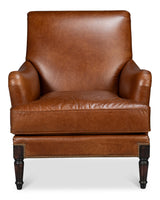 Sarreid Gaston Distilled Leather Chair  Brown