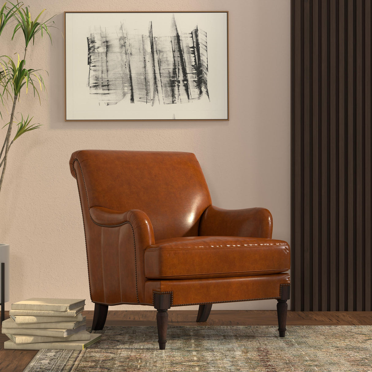 Sarreid Gaston Distilled Leather Chair  Brown