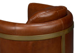Sarreid Finn Leather Club Chair  Havana Brown