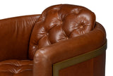 Sarreid Finn Leather Club Chair  Havana Brown