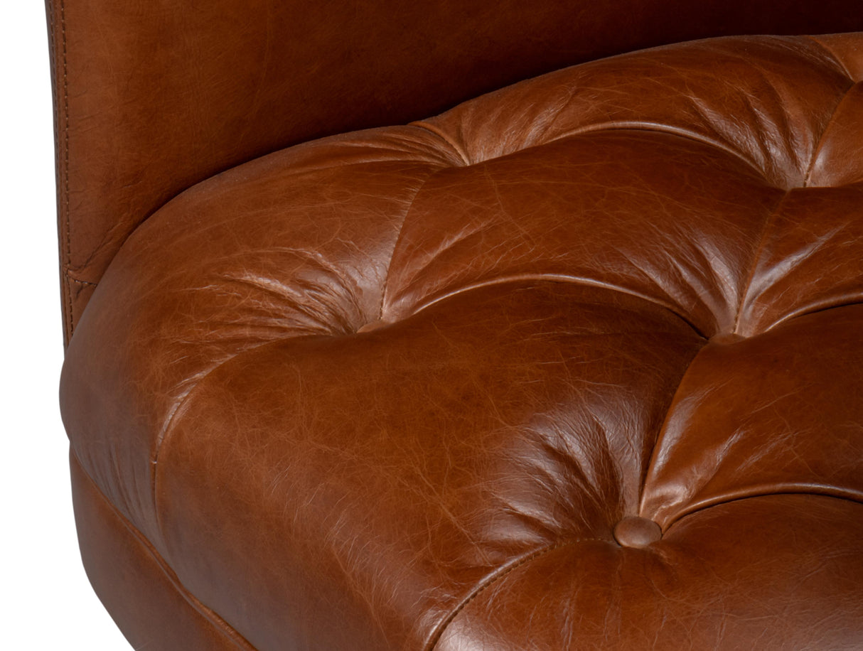 Sarreid Finn Leather Club Chair  Havana Brown
