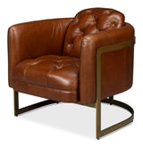 Sarreid Finn Leather Club Chair  Havana Brown