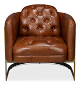 Sarreid Finn Leather Club Chair  Havana Brown
