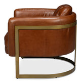 Sarreid Finn Leather Club Chair  Havana Brown
