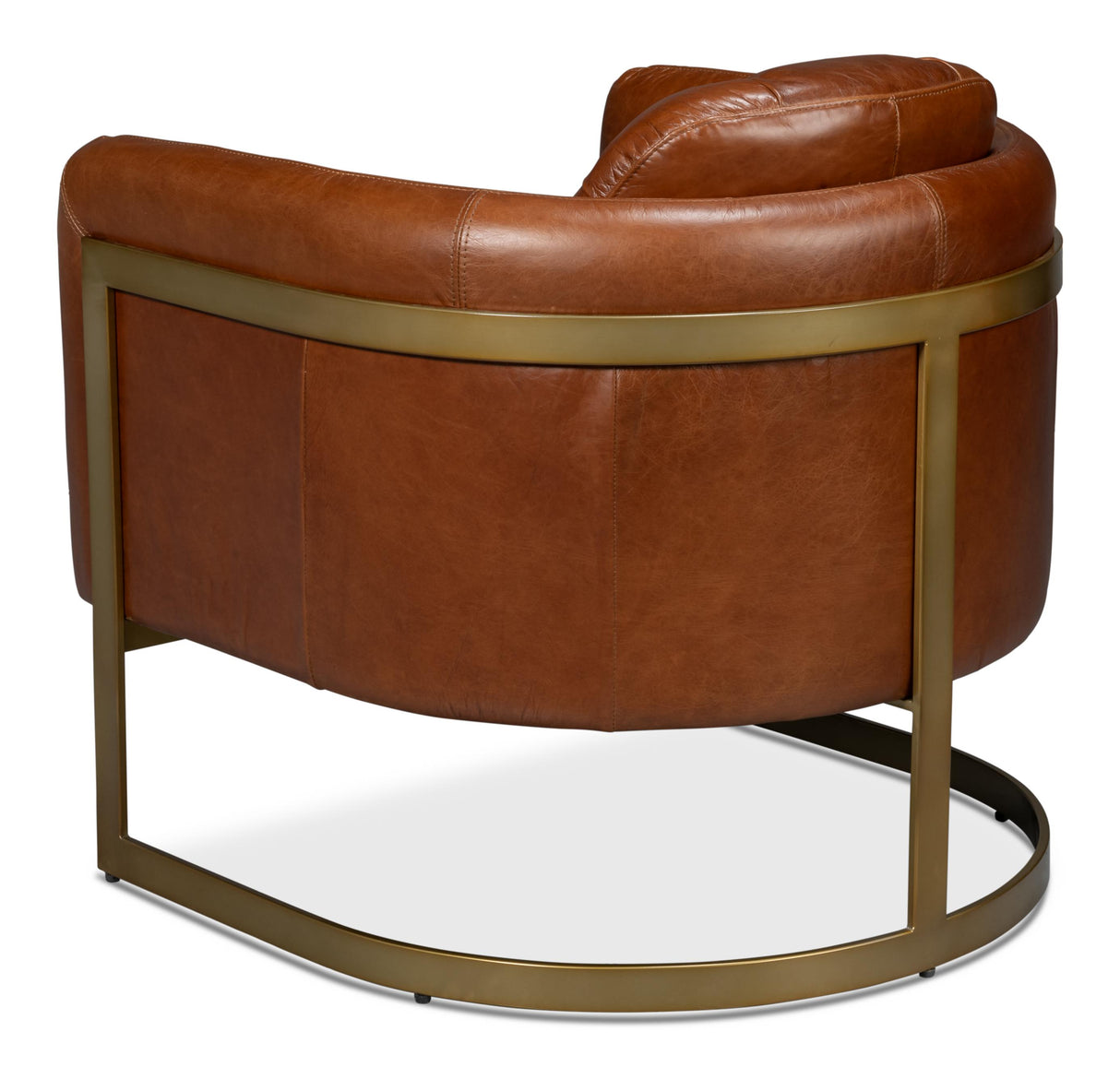 Sarreid Finn Leather Club Chair  Havana Brown