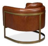 Sarreid Finn Leather Club Chair  Havana Brown