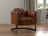 Sarreid Finn Leather Club Chair  Havana Brown