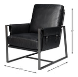 Sarreid Edmonds Distilled Leather Chair Onyx Blk