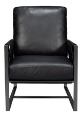 Sarreid Edmonds Distilled Leather Chair Onyx Blk